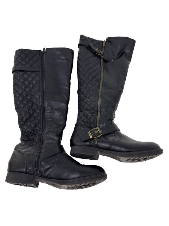 Steve Madden Shoes - Steve Madden Willits Womens Leather Upper Tall Black Full Zipper Boots Size 10M